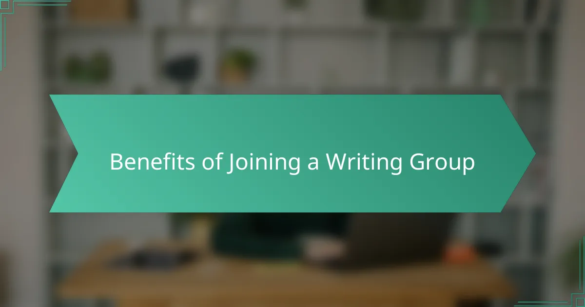 Benefits of Joining a Writing Group
