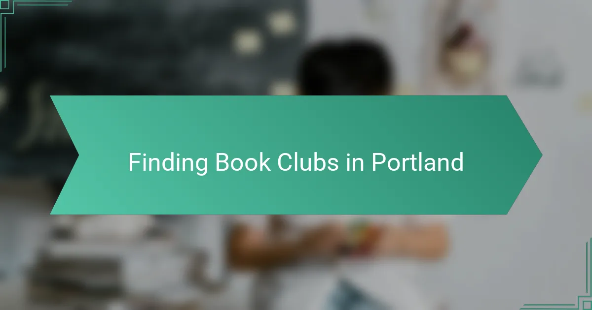 Finding Book Clubs in Portland