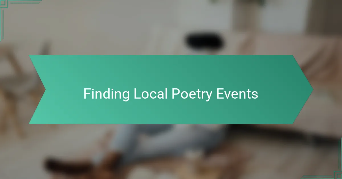 Finding Local Poetry Events