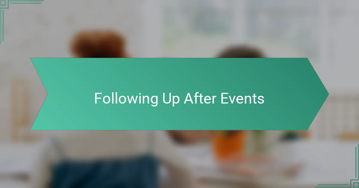 Following Up After Events