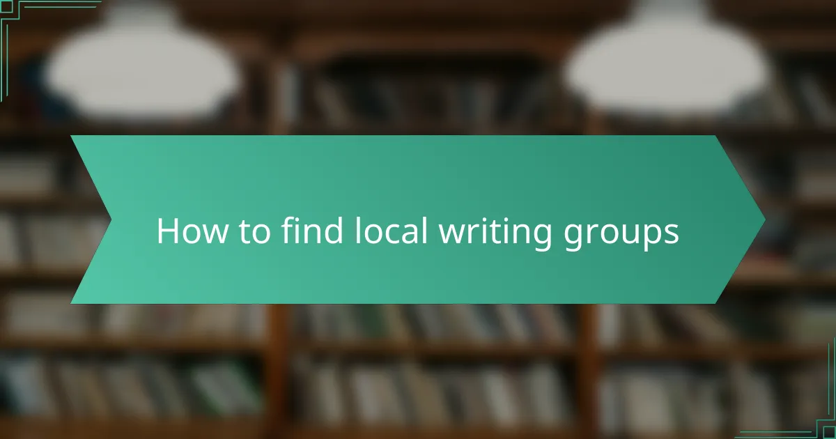 How to find local writing groups