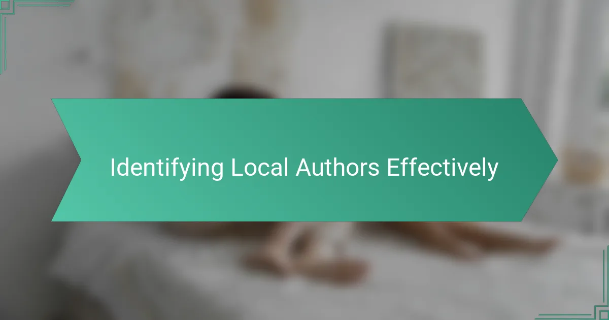 Identifying Local Authors Effectively