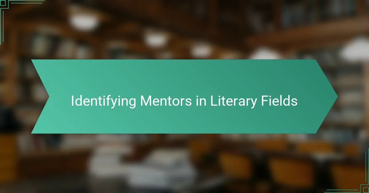 Identifying Mentors in Literary Fields