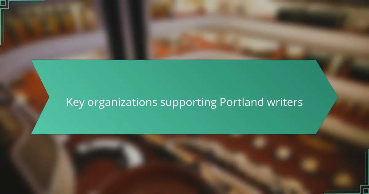 Key organizations supporting Portland writers