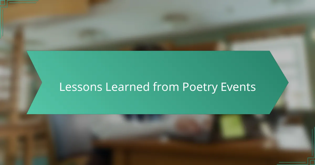Lessons Learned from Poetry Events