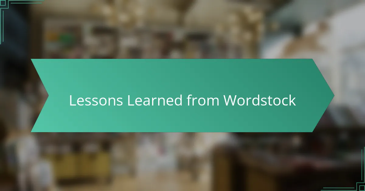 Lessons Learned from Wordstock
