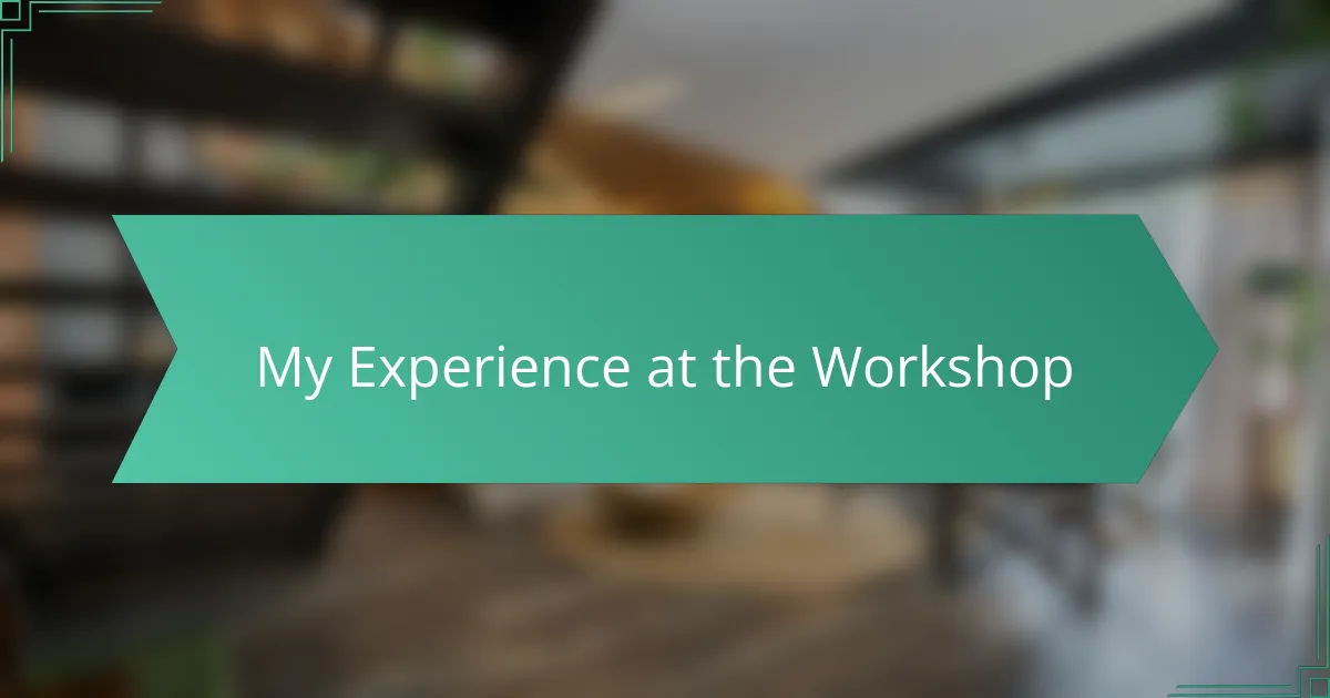 My Experience at the Workshop