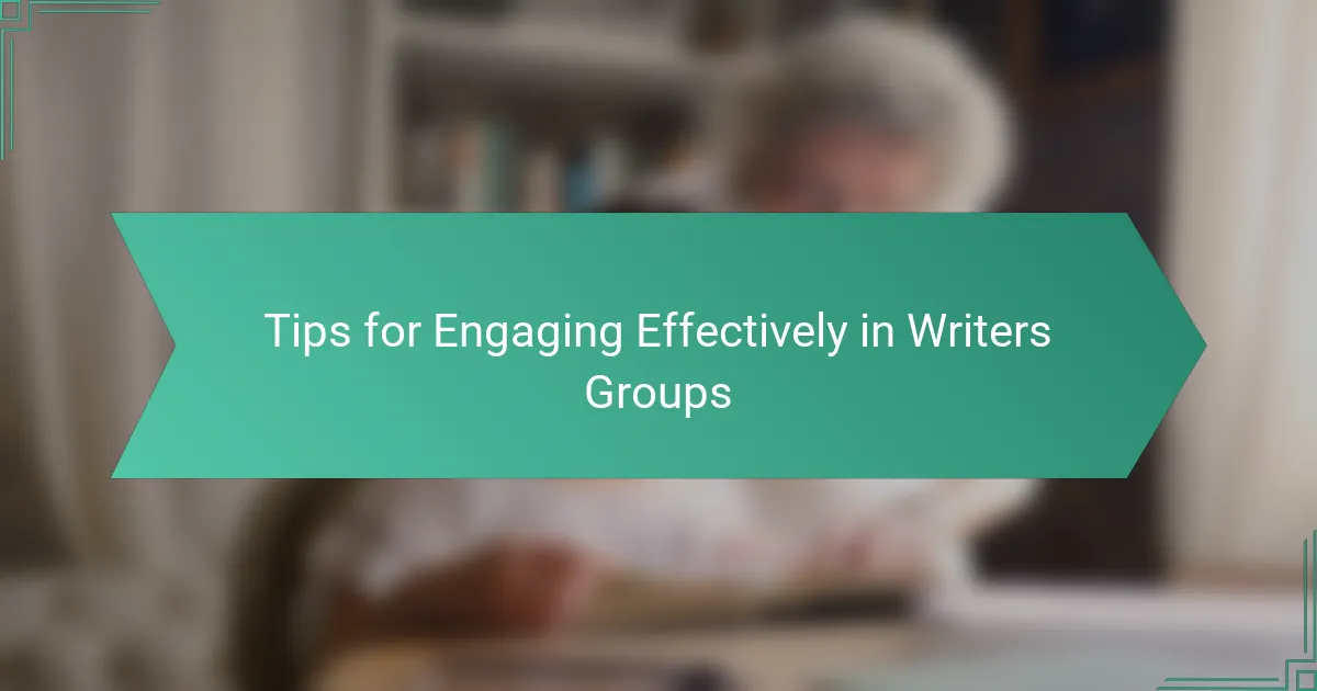 Tips for Engaging Effectively in Writers Groups