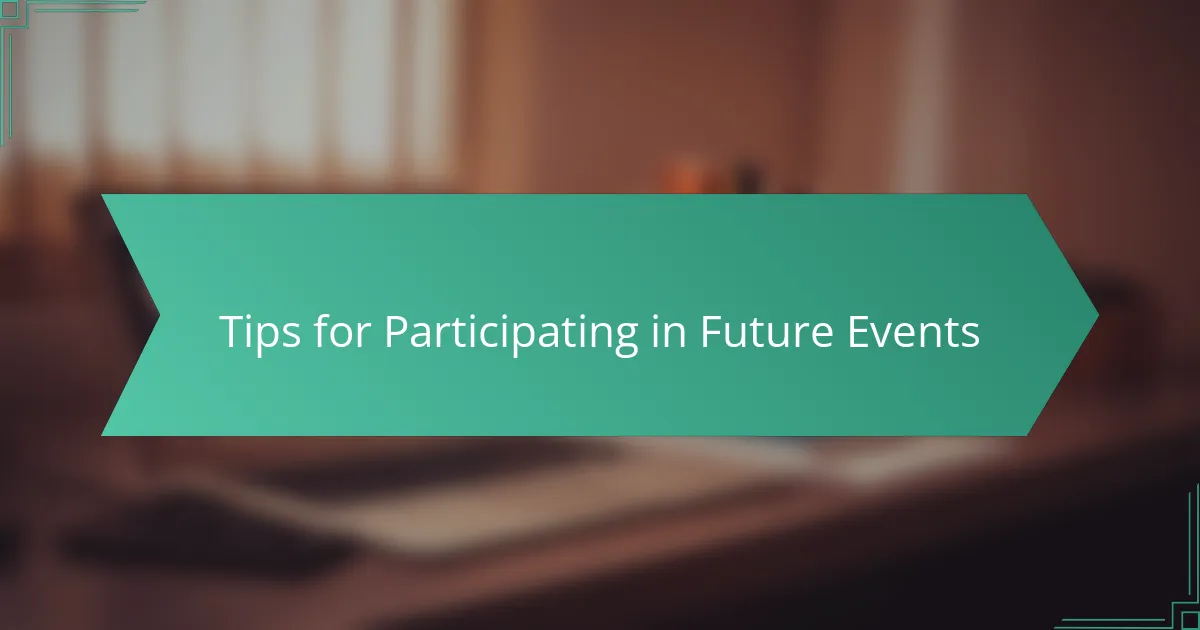 Tips for Participating in Future Events
