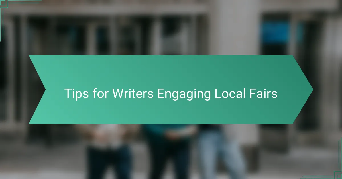 Tips for Writers Engaging Local Fairs